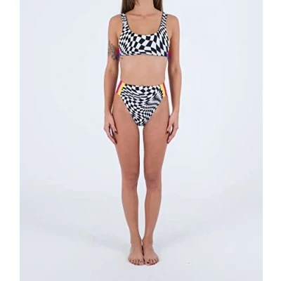Afbeelding van Hurley Nascar RVSB Moderate HIGH Waist Bikinibroekje, Dames, Maat: Large, Black white