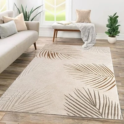 Afbeelding van Tapijt Laagpolig Woonkamer Abstract Patroon 3D Geometrisch, Kleur:Beige Oker, Maat:80x300 cm
