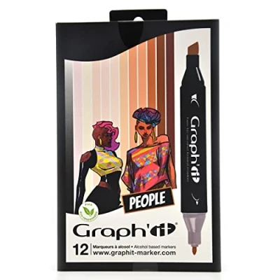 Afbeelding van GRAPH&#039;IT People Colors Alcoholmarker, dubbele punt, 12 stuks