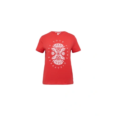 Afbeelding van QS MIT Front Tshirt print, Dames, Maat: Small, Himbeere