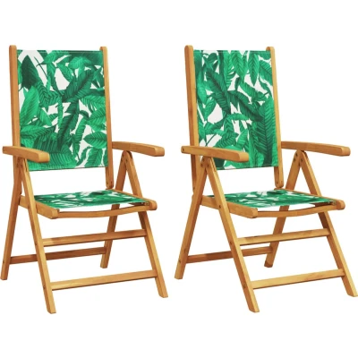 Afbeelding van Tuinstoelen 2 st bladpatroon massief acaciahout en stof