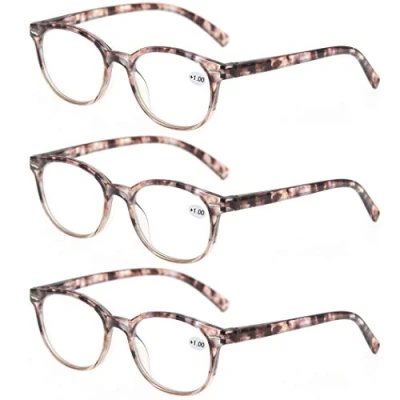 Afbeelding van MODFANS Leesbril voor dames, 1,25, rond, hoogwaardig, modieus, comfortabel, super leeshulp, vrouwen, 3 stuks