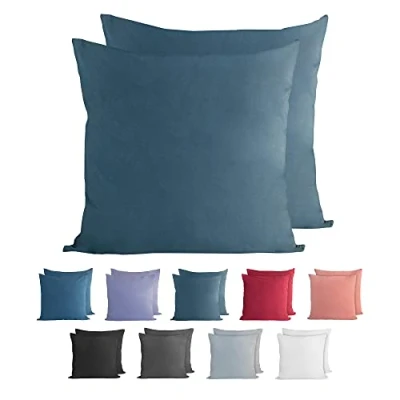 Afbeelding van Komfortec Kussenslopen, 100% katoen, set van 2, 40 x cm, superzachte premium jersey kussensloop 150 g/m², kussensloop, petrolblauw