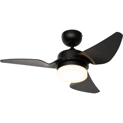 Afbeelding van QAZQA yuki Dimbare LED Plafondventilator met Verlichting Lamp en Afstandsbediening 1 lichts Ø 86.7 cm Zwart Woonkamer Slaapkamer Keuken