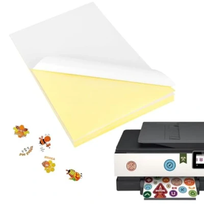 Afbeelding van YOYEAH 40 vellen bedrukbaar stickerpapier om zelf te printen, A4, zelfklevende vinylfolie voor inkjetprinters, bedrukbare plakfolie, etiketten A4 vellen, zelfklevend papier