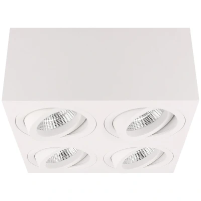 Afbeelding van Yphix Palermo Opbouwspot Vierkant 4 Lichtpunten Kantelbaar 160x160mm Wit LEDdirect.nl