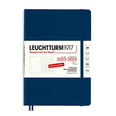 Afbeelding van LEUCHTTURM1917 367859 weekkalender &amp; notitieboek softcover medium (A5) 2024, 18 maanden, marine, Duits