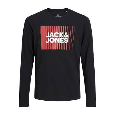 Afbeelding van Jack &amp; Jones Junior Jjecorp LOGO PLAY O NECK Longsleeve voor kinderen, Maat: 116, Black