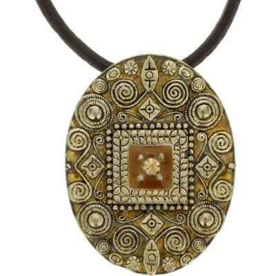 Afbeelding van Behave Ketting met bruine ovale hanger