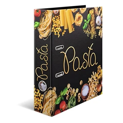 Afbeelding van HERMA 19564 Ordner A4 Flavors Pasta, 7 cm breed, receptenmap om zelf te schrijven, van karton met interne druk, voor keuken en huishouden, stevige ringmap kookrecepten