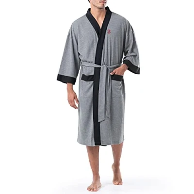 Afbeelding van IZOD Heren Wafel Gebreide Kimono Badjas, Heather Grey, One Size, Hei Grijs, Size