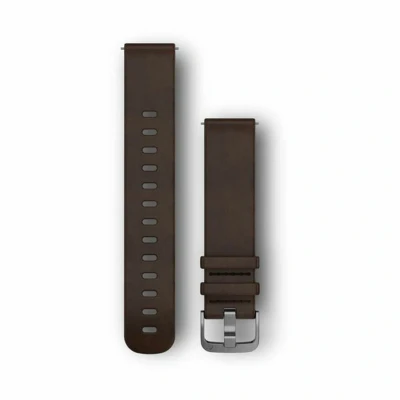 Afbeelding van Garmin Quick Release Leren Horlogebandje 20mm Polsbandje Wearablebandje Donkerbruin