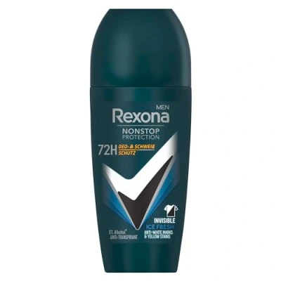 Afbeelding van Rexona Men Nonstop Protection Roll On Invisible Ice Fresh Antitranspirant met 72 uur bescherming tegen zweet en lichaamsgeur, 50 ml