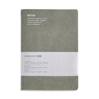 Afbeelding van Miquelrius Flexibel notitieboek, A5 (140 x 200 mm), horizontale binnenlijn, 48 witte vellen 80 g/m², omslag van gerecycled leer, zwart