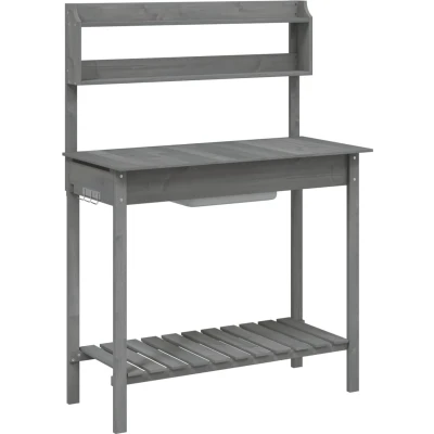 Afbeelding van Oppottafel met spoelbak 147,5x44x139,5 cm vurenhout grijs