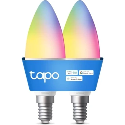 Afbeelding van Tapo Wifi lamp, E14, meerkleurig, 2500 K 6500 K, dimbaar, 40 W, 470 lm, werkt met Alexa, spraakbediening, energiebesparend, L420C (2 stuks)