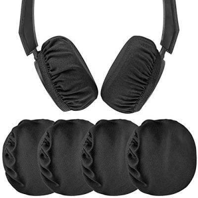 Afbeelding van Geekria 2 paar flexibele stoffen oorkussen/hoofdtelefoonhoezen/rekbare en wasbare sanitaire oorschelpbeschermers compatibel met B Solo2.0, Solo3, past op 1,5&quot; 3,1&quot; inch oorkussens (zwart)