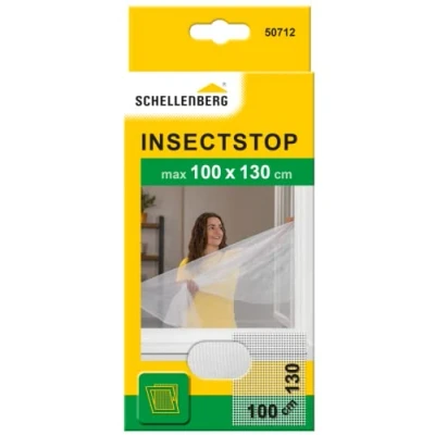 Afbeelding van Schellenberg 50713 nylon horrengaas, muggen en insectengaas inclusief bevestigingstape, bevestiging zonder te boren, 100 x 130 cm, antraciet
