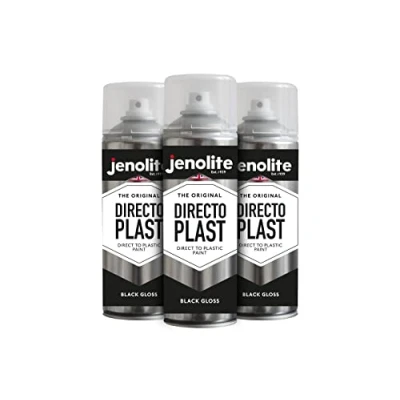 Afbeelding van JENOLITE Directoplast glansspuitverf ZWART 3 x 400 ml Multi Surface Spuitverf Voor alle soorten kunststof Geen primer nodig RAL 9005