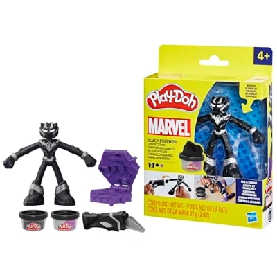 Afbeelding van Play Doh Black Panther, scherpe klauwen met flexibele figuur en boetseerklei, leeftijd 4, Marvel
