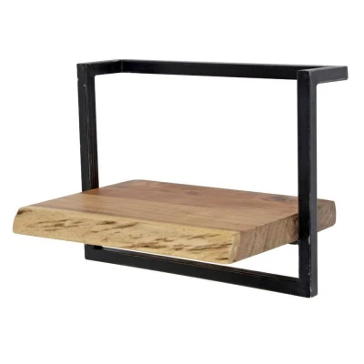 Afbeelding van Fraaai Woody metaal wandplank 40 cm Hout