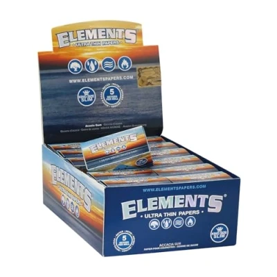 Afbeelding van Elements, Ultra Thin Rolls van rijst, 5 m lang sigarettenpapier, King Size Slim 1 Box (24 rollen)