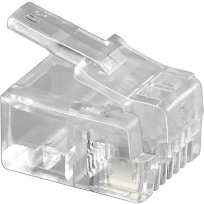 Afbeelding van RJ11 krimp connector (6P4C) voor ronde telefoonkabel per stuk / transparant