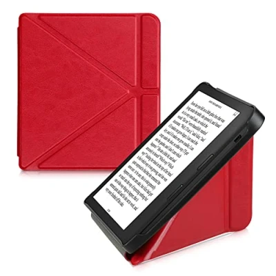 Afbeelding van kwmobile e reader hoesje compatibel Met Kobo Libra 2 hoes standaard Ereader cover van kunstleer In rood
