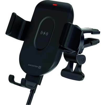 Afbeelding van Swissten S GRIP GW1 AV5 Telefoonhouder Auto 15W draadloze oplader Ventilatierooster Zwart