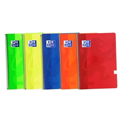 Afbeelding van Oxford, Notitieboeken, A4, geruit, 4 x 4, zachte omslag, 80 vellen, 5 stuks, levendige kleuren