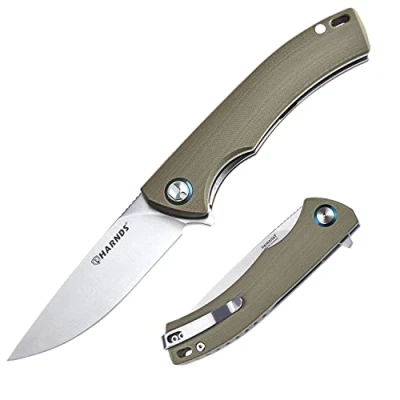 Afbeelding van HARNDS Talisman Vouwmes Zakmes Buitenmes 14c28n Stalen Mes Met G10 Handvat Jachtmes Keramische Kogellager Eenpersoonsoperatie Voor Camping Survival Edc (Warmer zand)