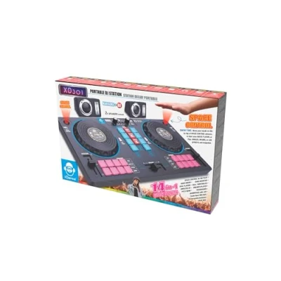 Afbeelding van Cefa Toys Draagbaar DJ station met luidsprekers en kamerbediening, 14 in 1, platenspeler, crossfader meer dan 144 mixcombinaties, inclusief bluetooth USB speler oplaadbare batterij