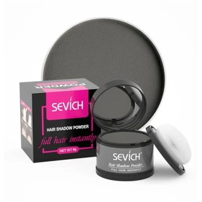 Afbeelding van Sevich Onmiddellijke haaraanzetpoeder, Quick Cover grijze haarwortel concealer met Puff Touch, 4 g, grijs
