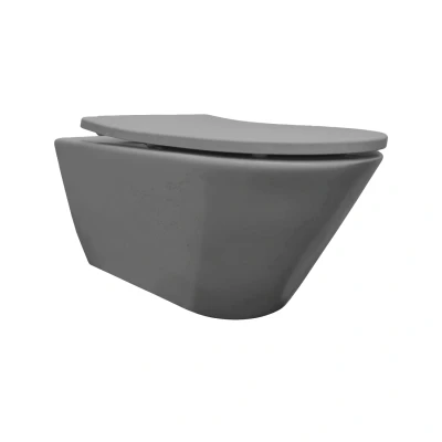 Afbeelding van Stereo rimless wandcloset met Shade toiletzitting mat grijs