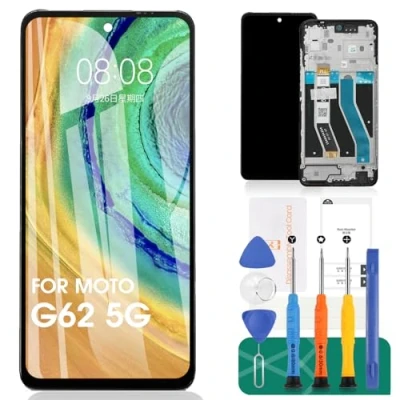 Afbeelding van Voor Motorola Moto G62 Lcd scherm 5G Screen Vervanging Touchscreen Digitizer Vergadering Reparatie Kits (zwart, Met Frame)