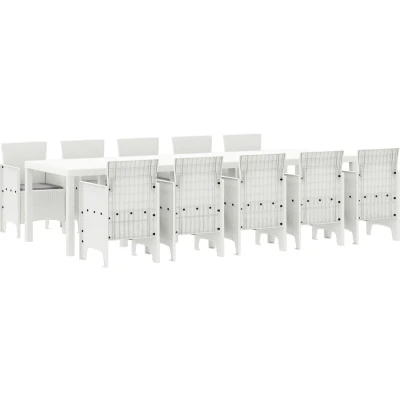 Afbeelding van vidaXL 11 delige Tuinset met Kussens in Wit Poly Rattan