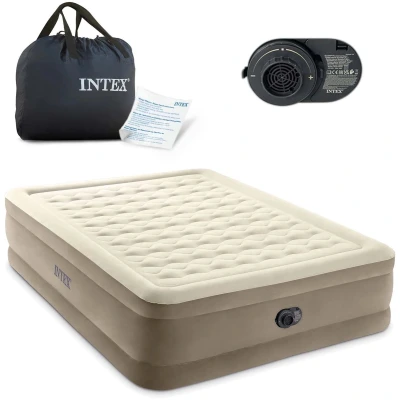 Afbeelding van Intex Ultra Plush Luchtbed 2 Persoons 152x203x46 cm (BxLxH) Beige Met ingebouwde motorpomp