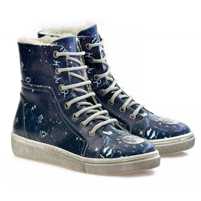 Afbeelding van Goby Zodiac Dames Enkellaarzen Handgemaakt Astrologisch Design Gevoerd Comfortabel Maat 40