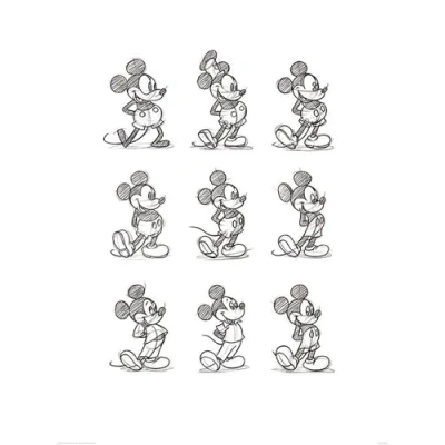 Afbeelding van Kunstdruk Mickey Mouse Sketched Multi 60x80cm