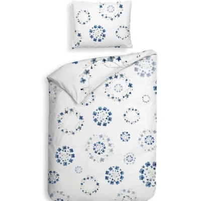 Afbeelding van Heckettlane Dekbedovertrek Zoe Dekbed met instopstrook Wit 100% Katoen Satijn Bloemen 140x220 + 1 sloop 60/70 cm
