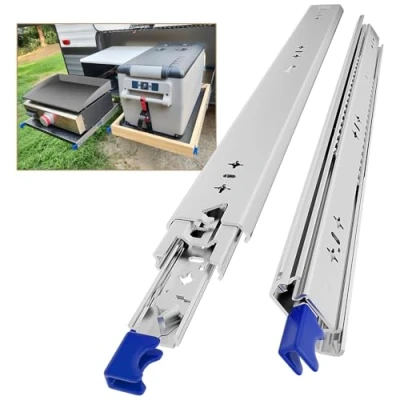 Afbeelding van AOLISHENG Heavy Duty ladelopers met slot sterke vergrendelende ladegeleiders volledig uittrekbaar treklopers Max belasting 120 kg, 300 350 400 450 500 550 600 650 700 750 800 850 900 950 1000 mm