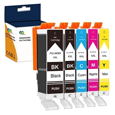 Afbeelding van CLI 581 PGI 580 XXL vervangende inktpatronen, compatibel met Canon voor PIXMA TS8150 TS6150 TS8250 TS6151 TR8550 TR7550 TS8151 TS9150 (PGBK/Zwart/Cyaan/Magenta/Geel Ne,5 stuks )