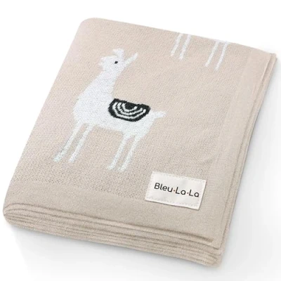 Afbeelding van Bleu La Babydeken voor Jongens en Meisjes 100% Luxe Katoen Zacht Gezellig Ontvangen Inbakeren Wieg Kinderwagen Cadeaudeken Pasgeborenen Baby&#039;s Peuters (Lama Taupe)