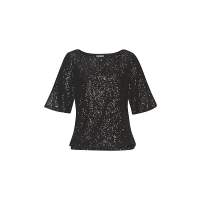 Afbeelding van Lascana Pailletten Blouse, Dames, Maat: 32/34, Schwarz