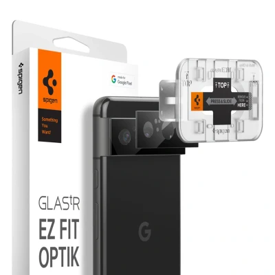 Afbeelding van Screenprotector Google Pixel 8: Spigen Glas.tR EZFit Optik Lens Protector Zwarte randen