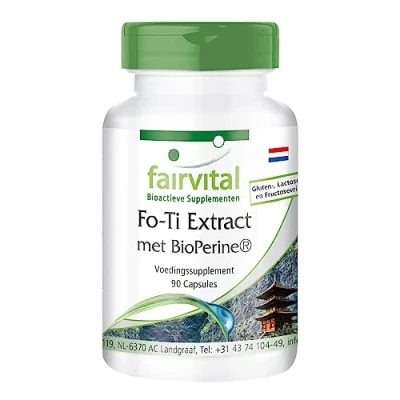 Afbeelding van Fairvital Fo Ti extract capsules HOOG GEDOSEERD VEGAN 90 He Shou Wu voedingssupplement