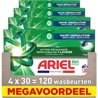 Afbeelding van Ariel 3in1 Wasmiddel Pods Original 4 x 30 Wasbeurten