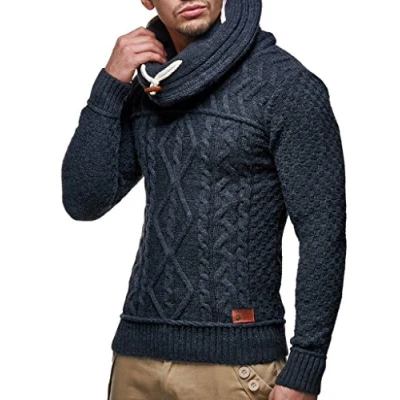 Afbeelding van Leif Nelson Gebreide trui voor heren LN 7025, Antraciet, XL