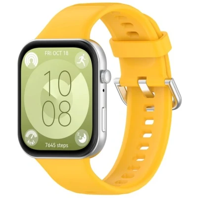 Afbeelding van Siliconen bandje met gesp Geel Huawei Fit 3