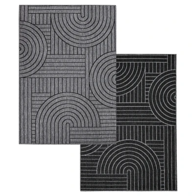 Afbeelding van Duo Binnen en Buiten Vloerkleed Dubbelzijdig Outdoor Laagpolig Tapijt Antraciet 200x290 cm Rechthoek Polypropyleen Tapijtenloods